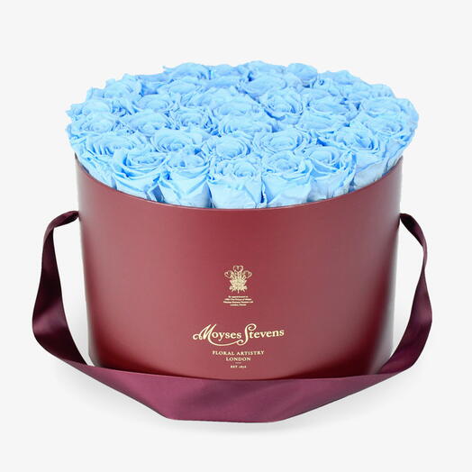 Blue Preserved Roses Hatbox