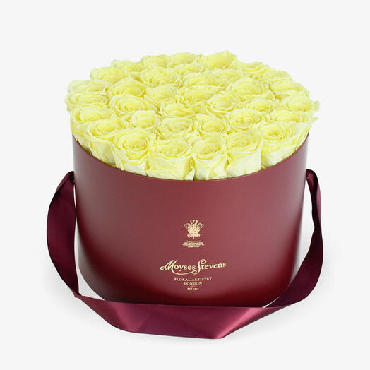 Yellow Preserved Roses Hatbox