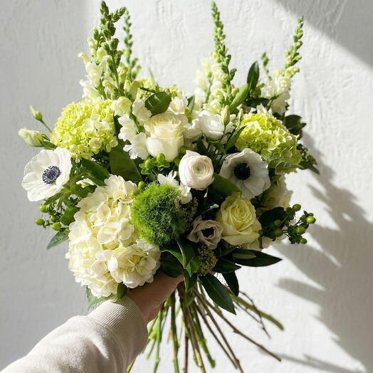 Fresh Green   White Garden Elegance Bouquet