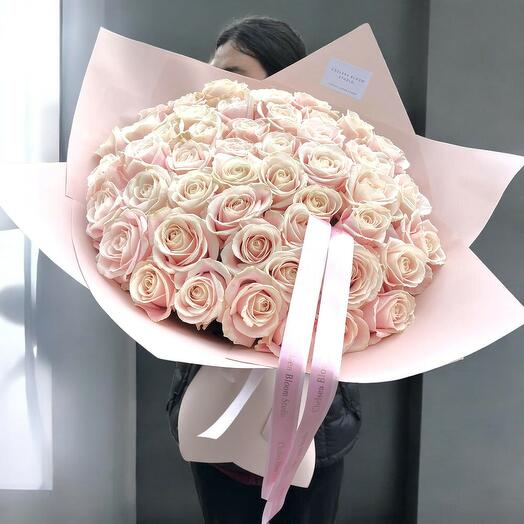 Blush Harmony – 50 Pink Roses Bouquet