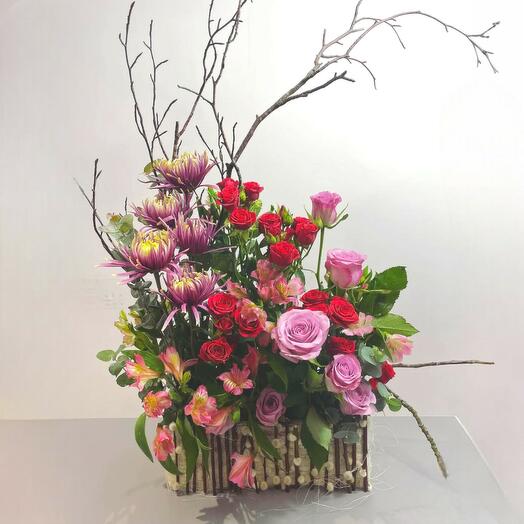 Enchanted Garden Arrangement – Rustic Wooden Box