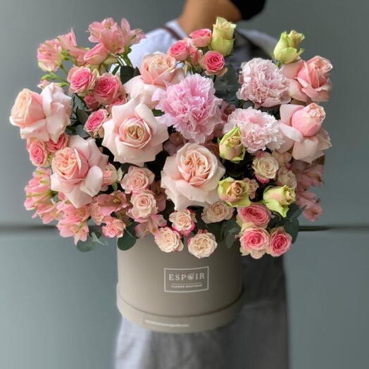 Pink Roses and Spray Roses Hat Box